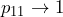 p_{11} \to 1