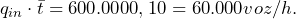  q_{in} \cdot \bar{t} = 600.000 \codt 0,10 = 60.000 voz/h. 