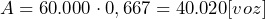 A = 60.000 \cdot 0,667 = 40.020 [voz] 