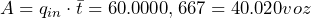  A = q_{in} \cdot \bar{t} = 60.000 \cod 0,667 = 40.020 voz 
